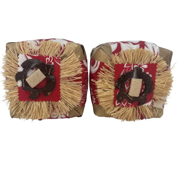Hawaiian Handmade Natural Fiber Woven Lidded 2 PC Box Set Tiki Island Gift Boxes - Picture 3 of 13